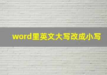 word里英文大写改成小写