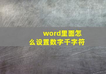 word里面怎么设置数字千字符