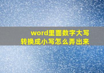 word里面数字大写转换成小写怎么弄出来