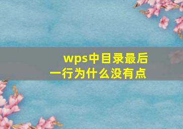 wps中目录最后一行为什么没有点