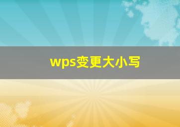 wps变更大小写