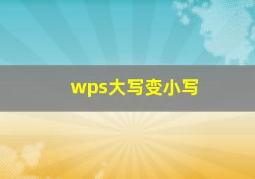 wps大写变小写