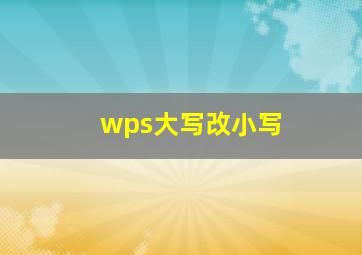 wps大写改小写