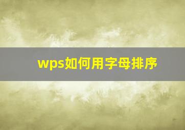 wps如何用字母排序