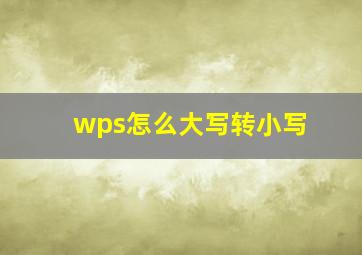 wps怎么大写转小写