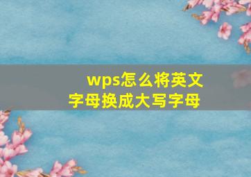 wps怎么将英文字母换成大写字母