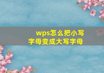 wps怎么把小写字母变成大写字母