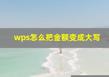 wps怎么把金额变成大写