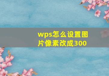 wps怎么设置图片像素改成300