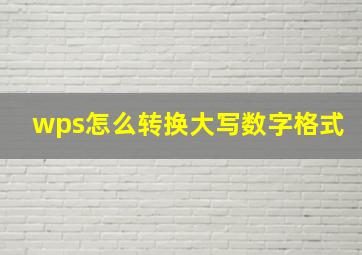 wps怎么转换大写数字格式