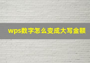 wps数字怎么变成大写金额