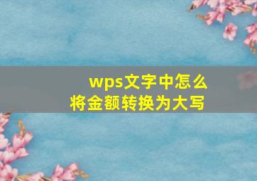 wps文字中怎么将金额转换为大写