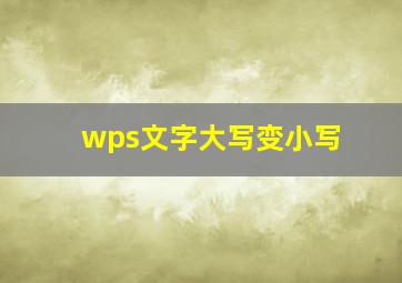 wps文字大写变小写