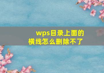 wps目录上面的横线怎么删除不了