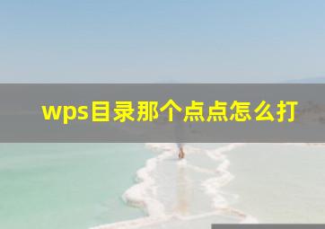 wps目录那个点点怎么打