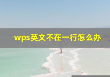 wps英文不在一行怎么办