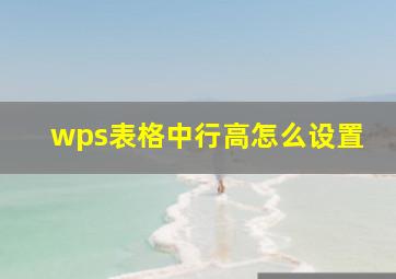 wps表格中行高怎么设置