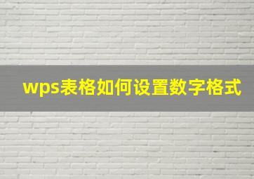 wps表格如何设置数字格式