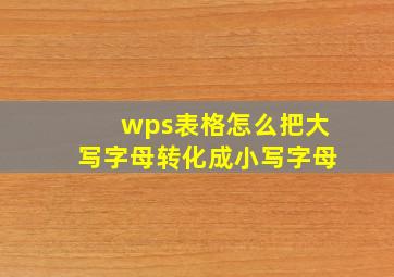 wps表格怎么把大写字母转化成小写字母