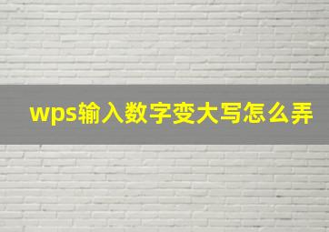 wps输入数字变大写怎么弄