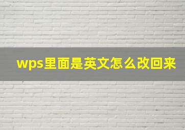 wps里面是英文怎么改回来