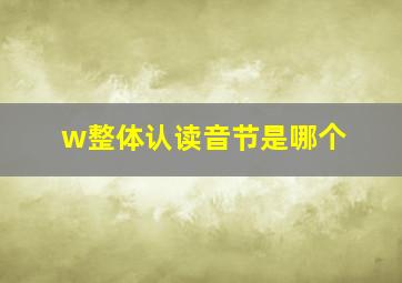 w整体认读音节是哪个