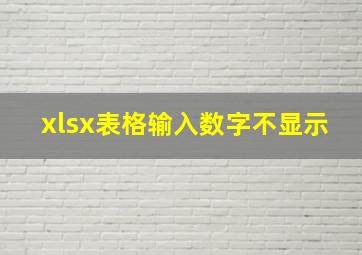 xlsx表格输入数字不显示