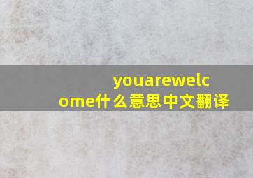 youarewelcome什么意思中文翻译