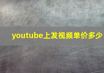 youtube上发视频单价多少