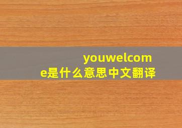 youwelcome是什么意思中文翻译