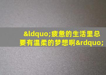 “疲惫的生活里总要有温柔的梦想啊”