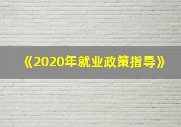 《2020年就业政策指导》