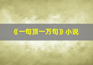 《一句顶一万句》小说