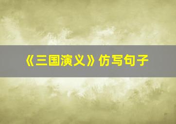 《三国演义》仿写句子