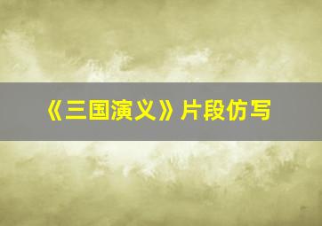 《三国演义》片段仿写