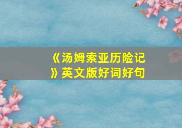 《汤姆索亚历险记》英文版好词好句