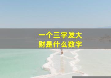 一个三字发大财是什么数字