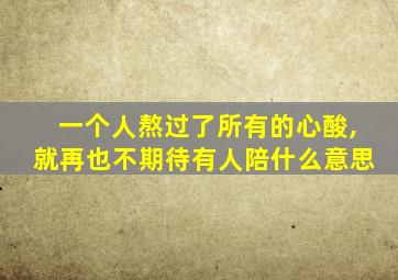 一个人熬过了所有的心酸,就再也不期待有人陪什么意思