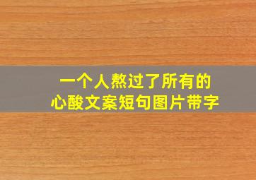 一个人熬过了所有的心酸文案短句图片带字