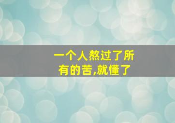 一个人熬过了所有的苦,就懂了