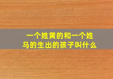 一个姓黄的和一个姓马的生出的孩子叫什么