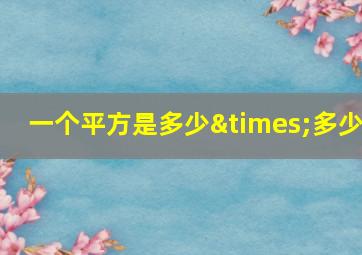 一个平方是多少×多少