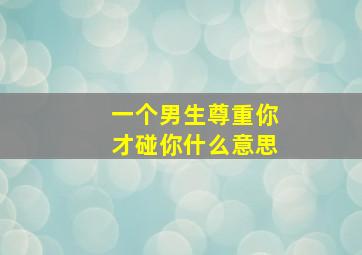 一个男生尊重你才碰你什么意思