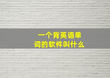 一个背英语单词的软件叫什么