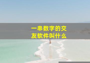 一串数字的交友软件叫什么