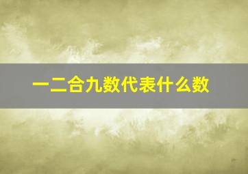 一二合九数代表什么数