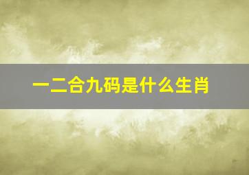 一二合九码是什么生肖