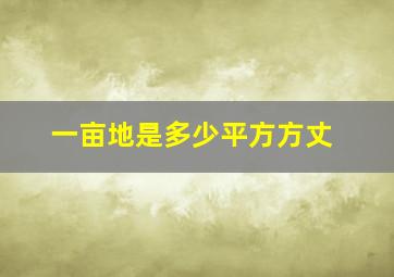 一亩地是多少平方方丈