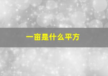 一亩是什么平方