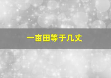 一亩田等于几丈